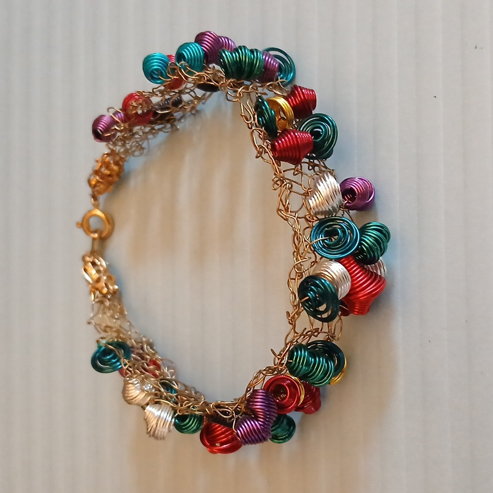 Women's Artisan Colorful Wire Wrapped Statement Bracelet